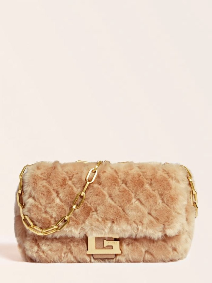 Guess Helma Faux Fur Kadın Çapraz Askılı Çanta Gri | TR-049480