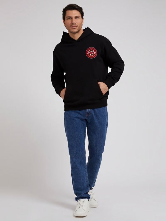 Guess Hoodie Erkek Kapüşonlu Sweatshirt Siyah | TR-140807