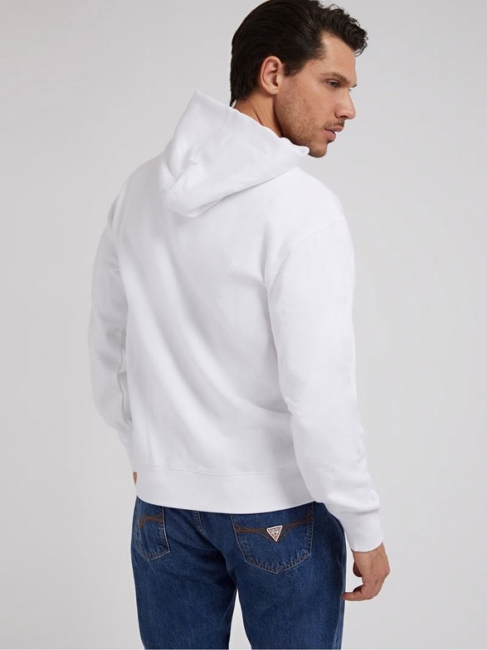 Guess Hoodie Erkek Kapüşonlu Sweatshirt Beyaz | TR-596209