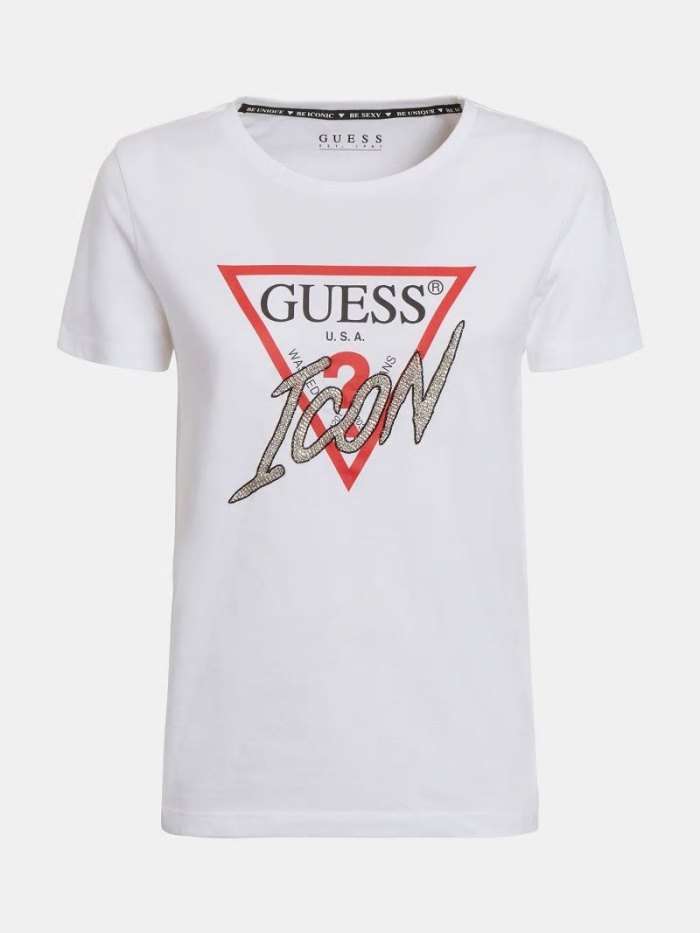 Guess Icon Logo Kadın Tişört Beyaz | TR-451530