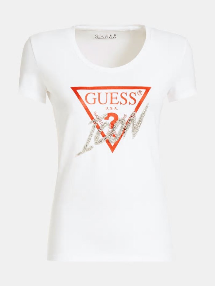 Guess Icon Logo Kadın Tişört Beyaz | TR-580954