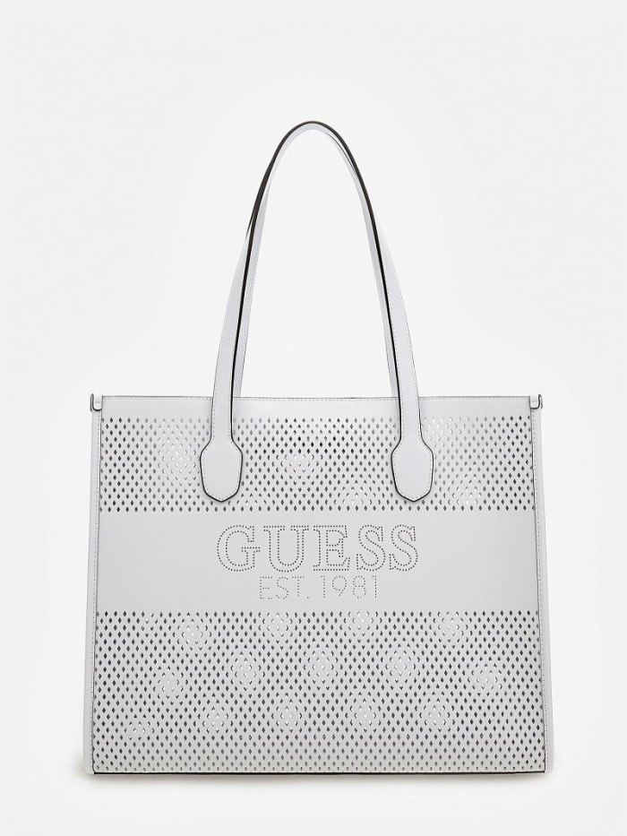 Guess Katey Perforated Kadın Alışveriş Çantası Beyaz | TR-881213