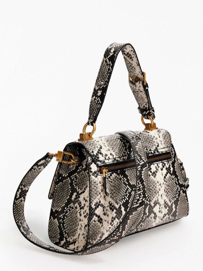 Guess Katey Python Print Kadın El Çantası Siyah | KGNPKQC4