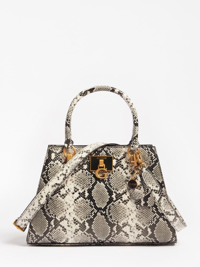 Guess Katey Python Print Kadın El Çantası Siyah | LUJDL4UD