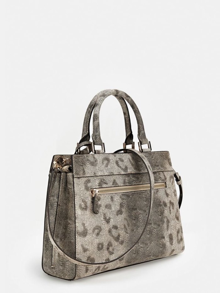 Guess Katey Python Print Kadın El Çantası Gri | TR-485908