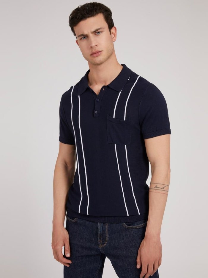 Guess Kazak Polo Erkek Polo Gömlek Mavi | TR-985464