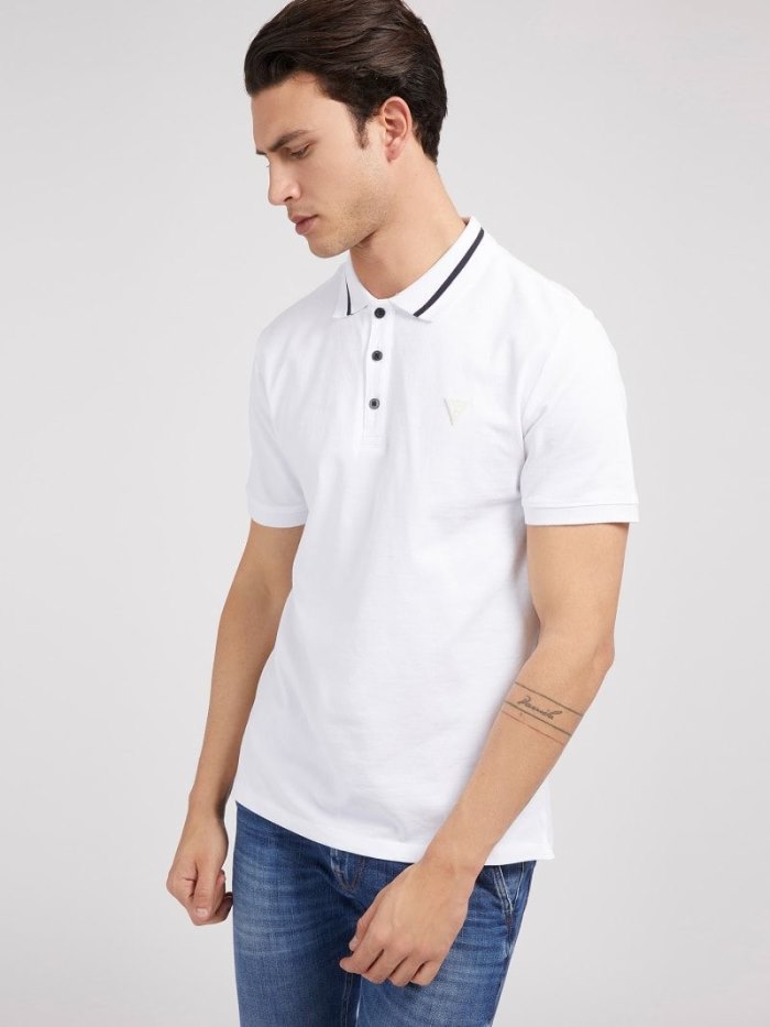 Guess Klasik Polo Erkek Polo Gömlek Beyaz | TR-805201