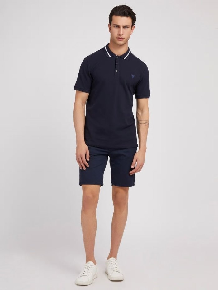 Guess Klasik Polo Erkek Polo Gömlek Mavi | TR-407950