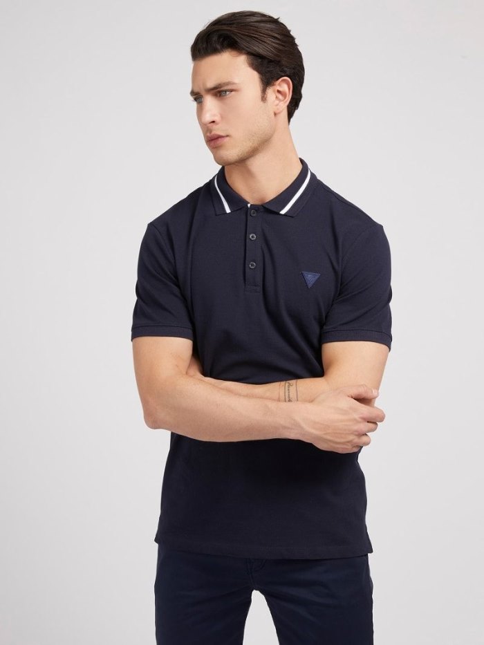 Guess Klasik Polo Erkek Polo Gömlek Mavi | TR-407950