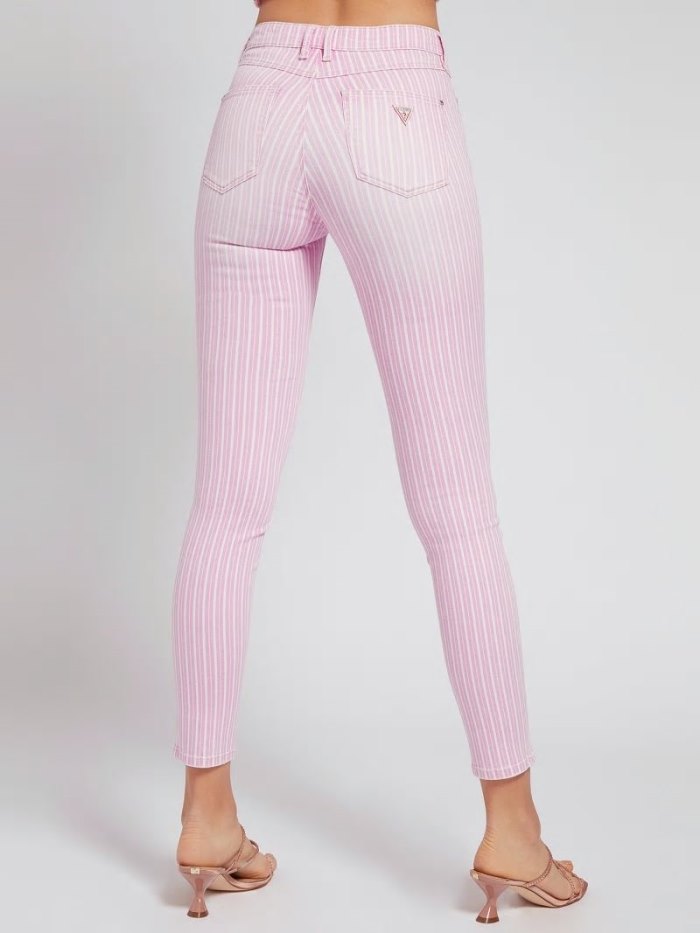 Guess Kot Pantolon Exposed Buttons Sıska Fit Kadın Giyim Pembe | TR-156285