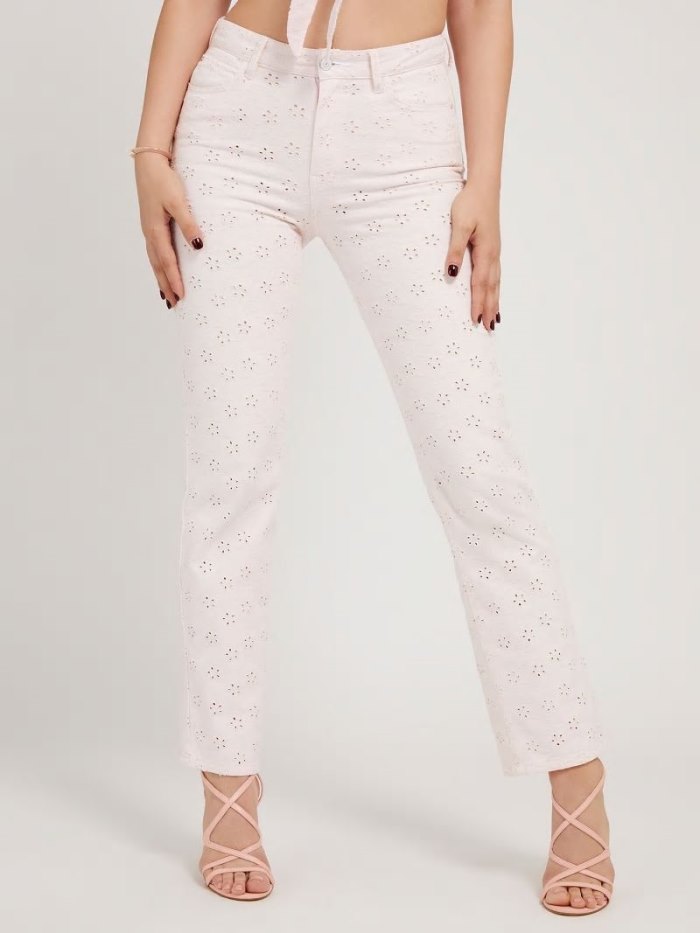 Guess Kot Pantolon Eyelet Kadın Giyim Açık Pembe | TR-159636