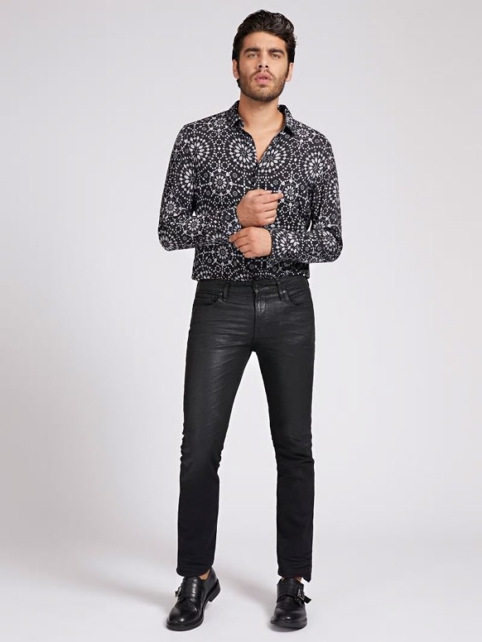 Guess Kot Pantolon Slim Fit Erkek Giyim Siyah | TR-351022