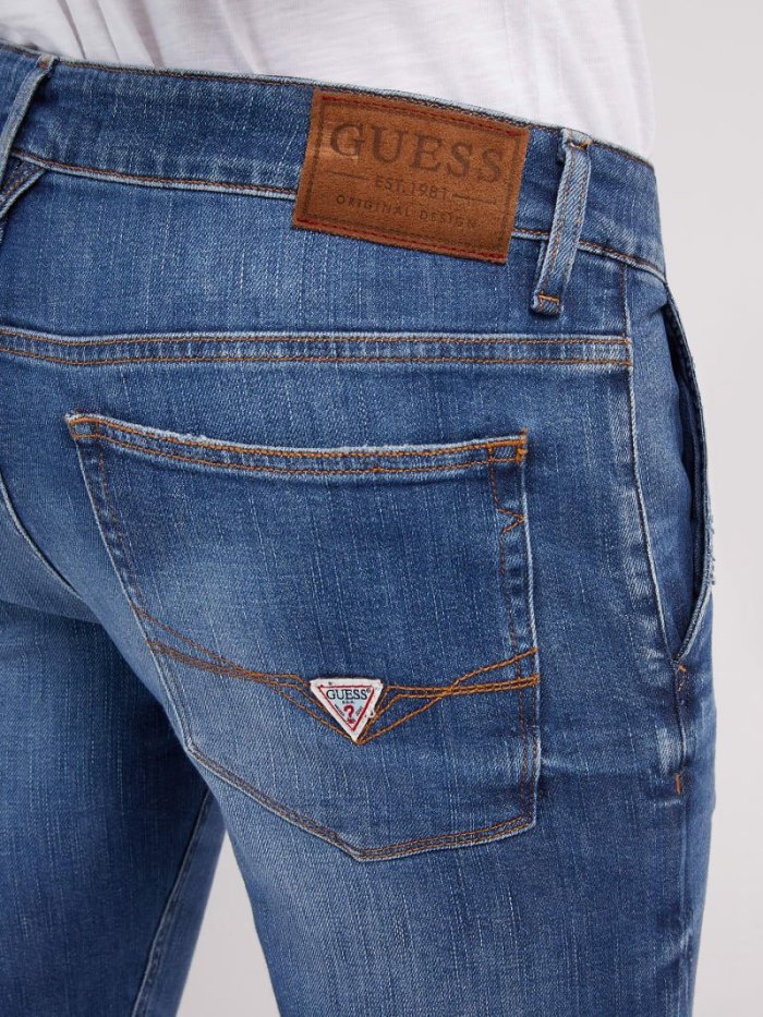 Guess Kot Pantolon Sıska Fit Erkek Giyim Mavi | TR-033385