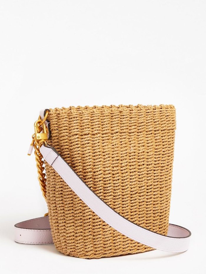 Guess Lilica Raffia Mini Bucket Bag Kadın Kova Çanta Lilac | TR-241222