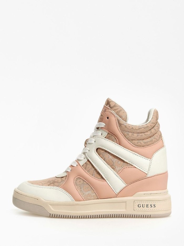 Guess Lisa Animalier Kadın High Top Sneakers Pembe | TR-177647