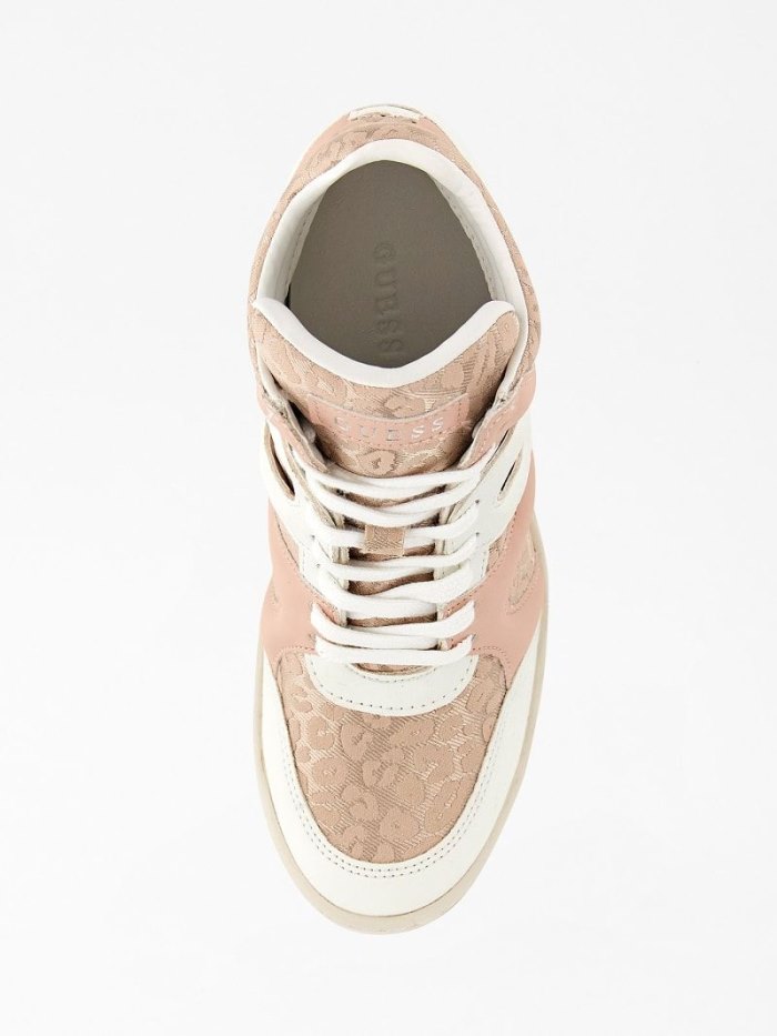 Guess Lisa Animalier Kadın High Top Sneakers Pembe | TR-177647