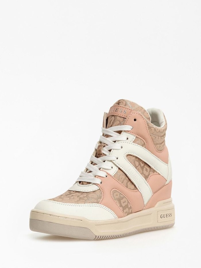 Guess Lisa Animalier Kadın High Top Sneakers Pembe | TR-177647