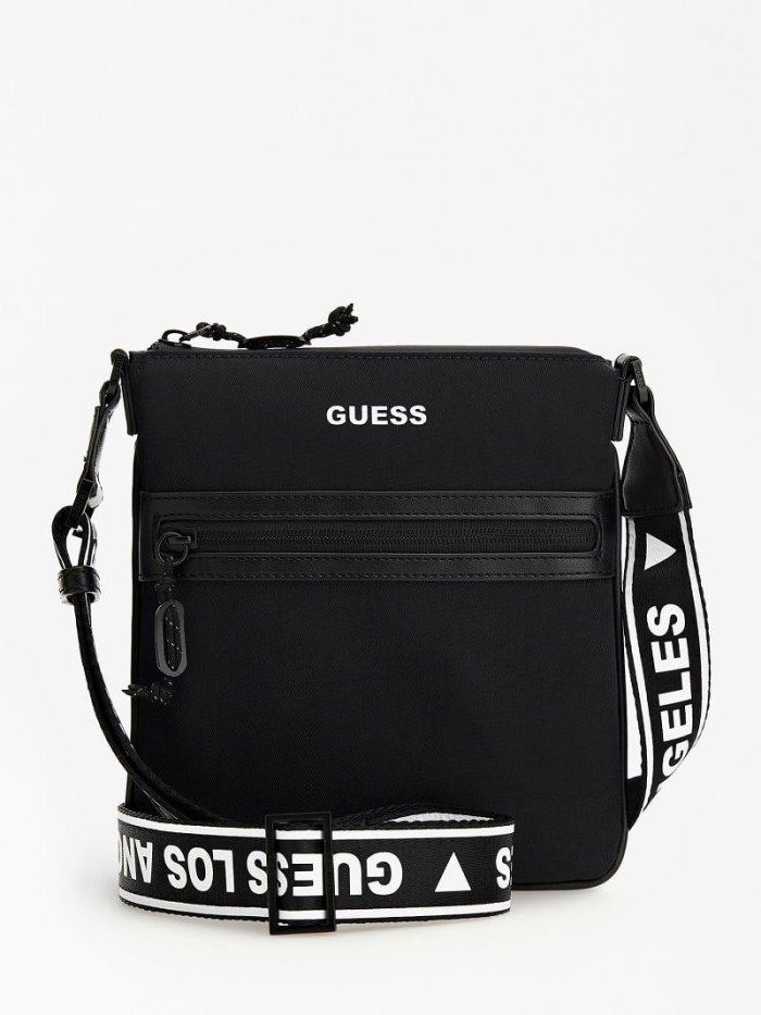 Guess Logo Certosa Tech Erkek Çapraz Askılı Çanta Siyah | TR-634356