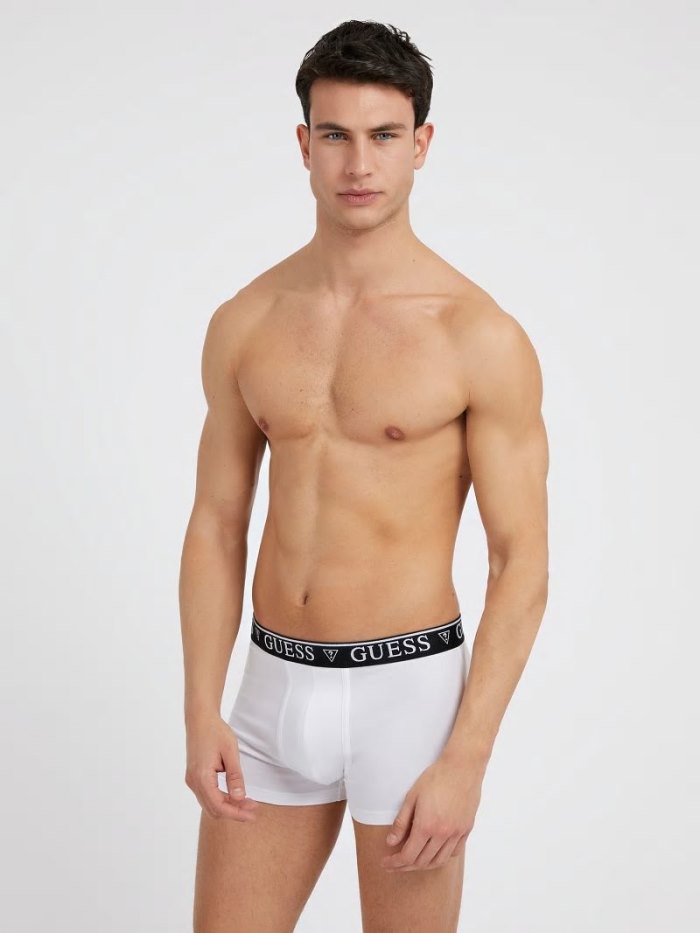 Guess Logo Elastic Erkek Boxers Beyaz | TR-198853