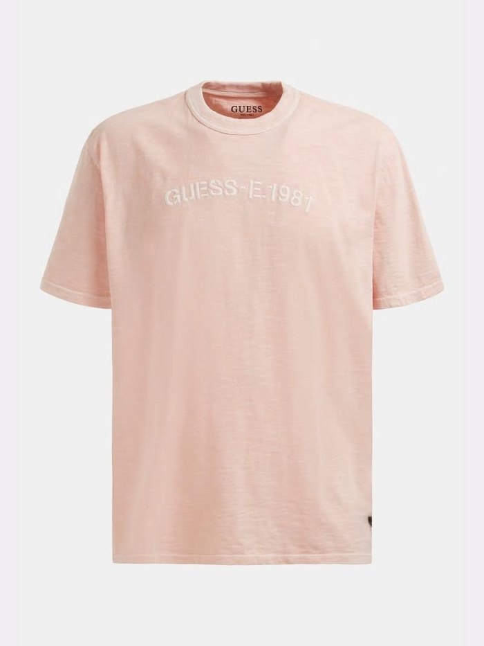 Guess Logo Erkek Tişört Pembe | TR-361210