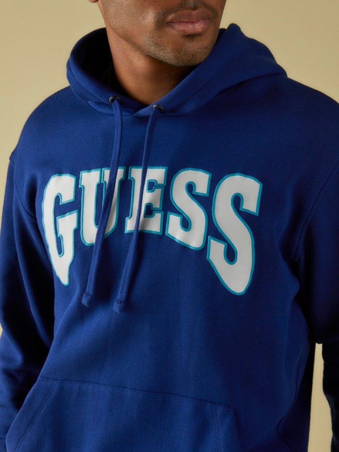 Guess Logo Front Erkek Tişörtü Mavi | TR-889890