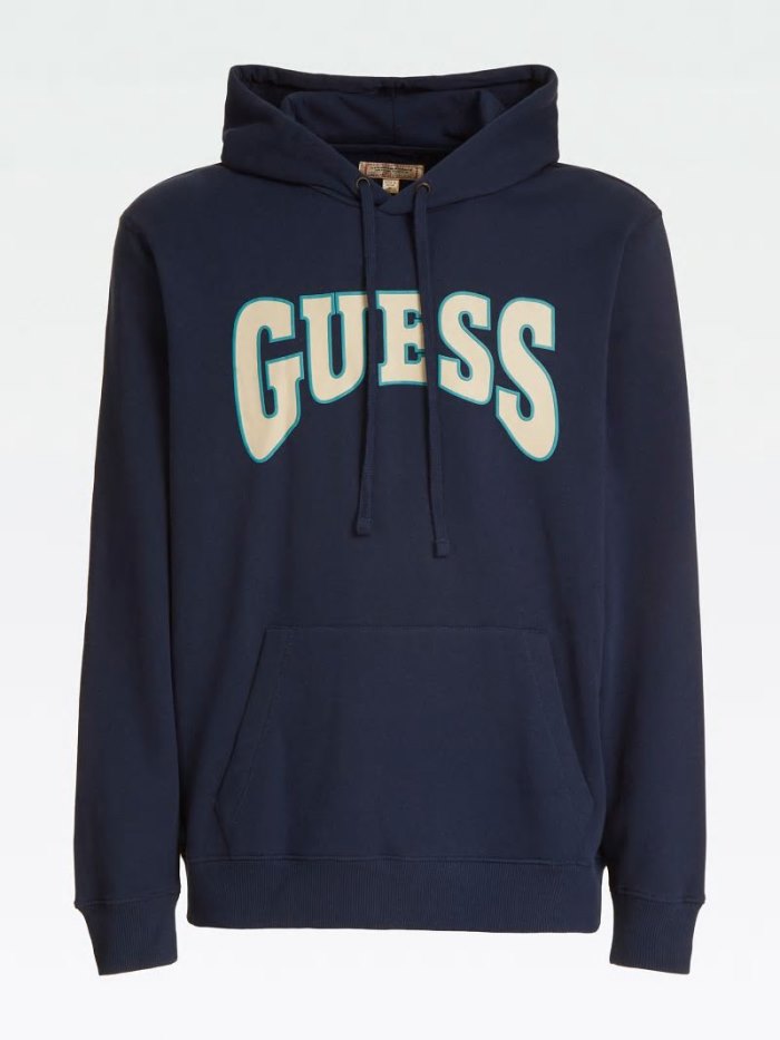 Guess Logo Front Erkek Tişörtü Mavi | TR-889890