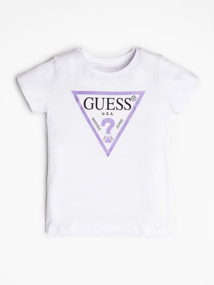 Guess Logo Triangle Çocuk Tişört Beyaz | TR-723342