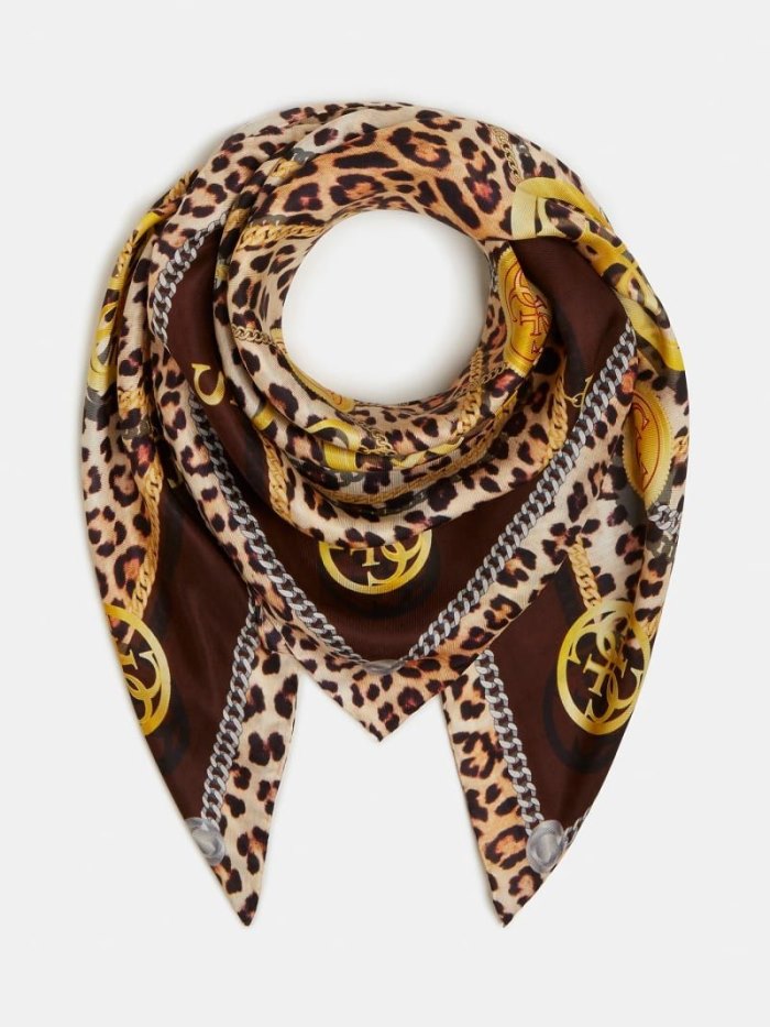 Guess Luna Chain Logo Kadın Neckerchief Animalier | TR-299186