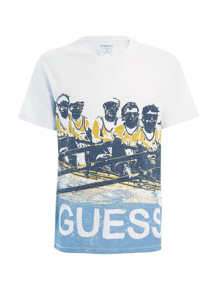 Guess Macro Print Erkek Tişört Beyaz | TR-425051