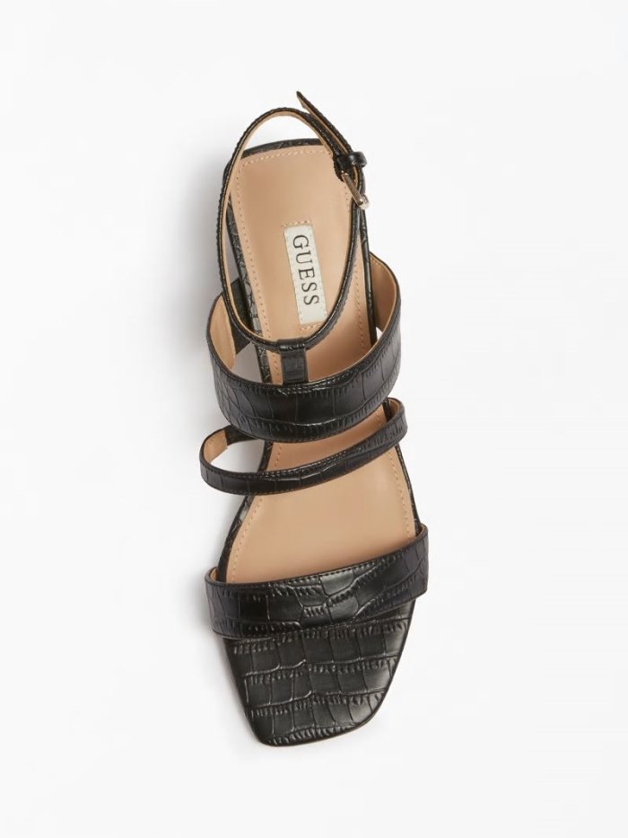 Guess Malin Croc Print Kadın Sandalet Siyah | TR-315426