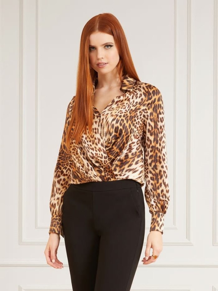 Guess Marciano Animalier Print Body Kadın Bodysuit Leopar | TR-838085