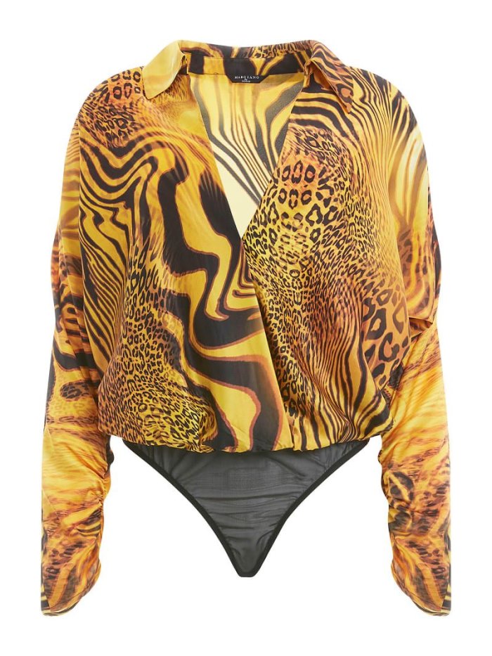 Guess Marciano Animalier Print Body Kadın Bodysuit Sarı | TR-847698