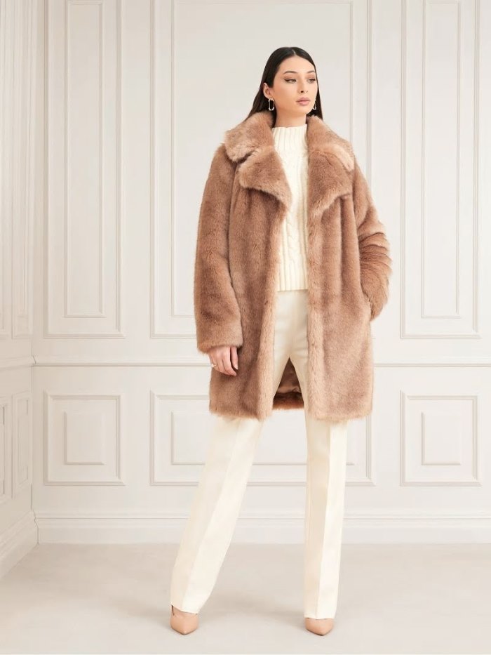 Guess Marciano Faux Fur Kadın Ceket Bej Rengi | TR-544436