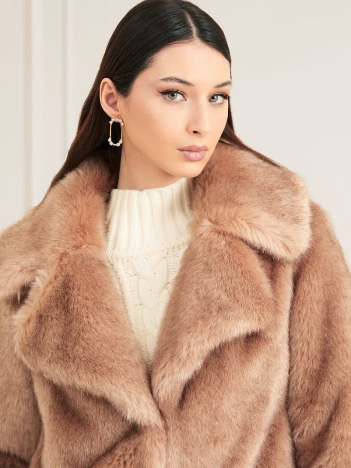 Guess Marciano Faux Fur Kadın Ceket Bej Rengi | TR-544436