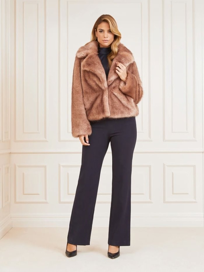 Guess Marciano Faux Fur Kadın Ceket Bej Rengi | TR-690774