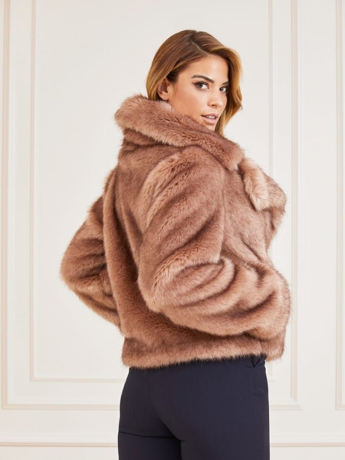 Guess Marciano Faux Fur Kadın Ceket Bej Rengi | TR-690774