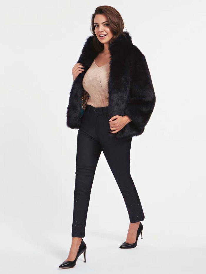 Guess Marciano Faux Fur Kadın Ceket Koyu Mavi | TR-316770