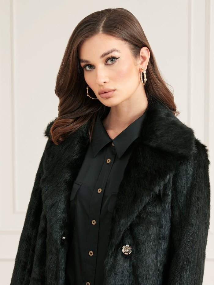 Guess Marciano Faux Fur Kadın Ceket Siyah | TR-768757