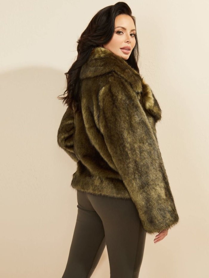 Guess Marciano Faux Fur Kadın Ceket Yeşil | TR-017895