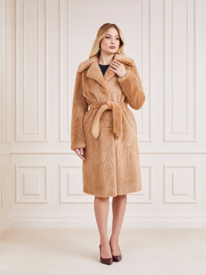 Guess Marciano Faux Fur Kadın Kaban Bej Rengi | TR-292715