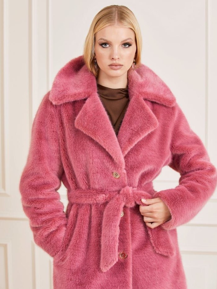 Guess Marciano Faux Fur Kadın Kaban Pembe | TR-724942