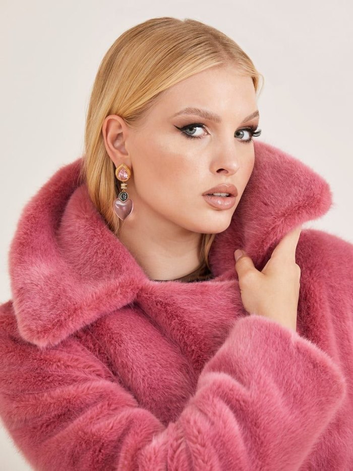 Guess Marciano Faux Fur Kadın Kaban Pembe | TR-724942