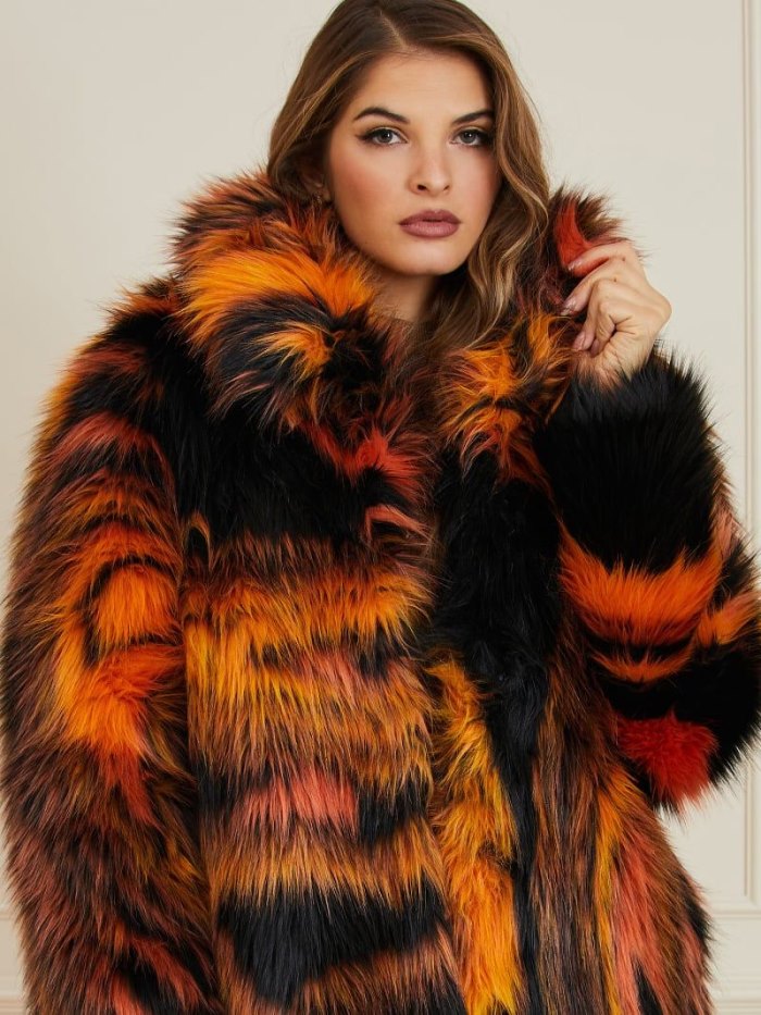 Guess Marciano Faux Fur Kadın Kaban Turuncu | TR-560262