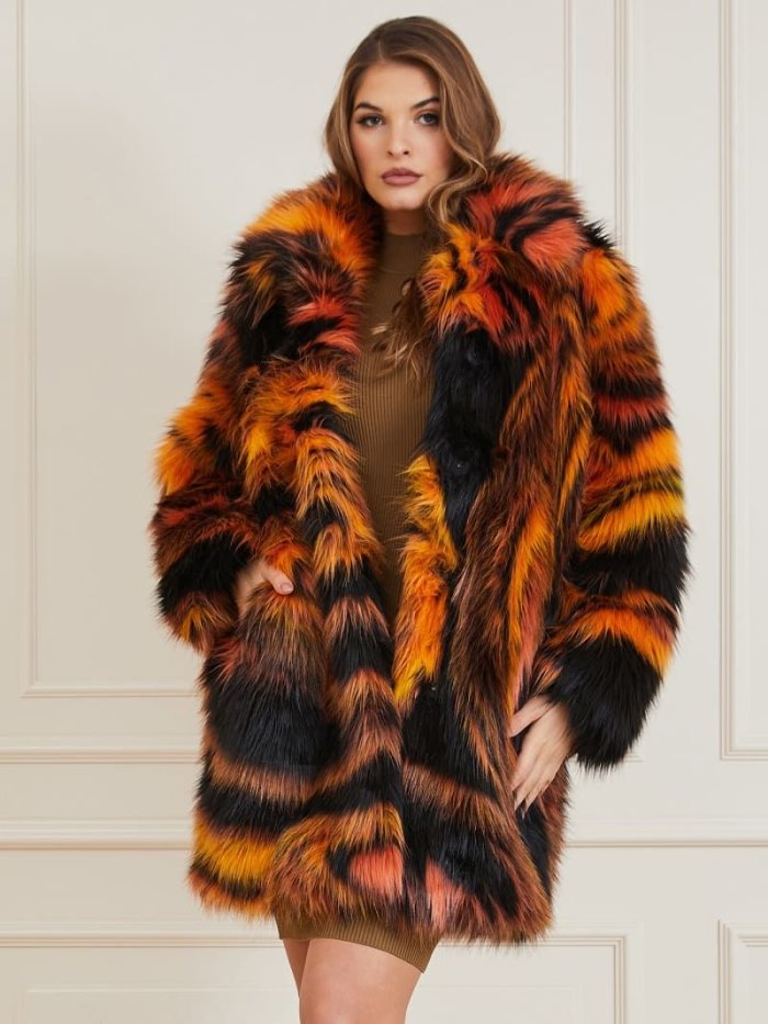 Guess Marciano Faux Fur Kadın Kaban Turuncu | TR-560262