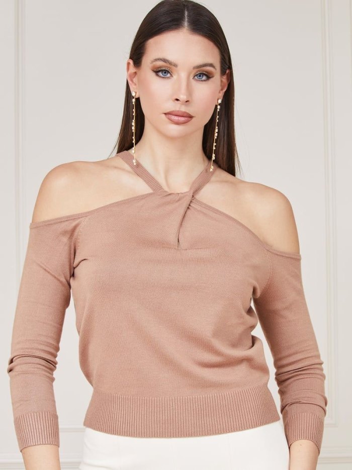 Guess Marciano Off-shoulder Kadın Kazak Haki | TR-081110