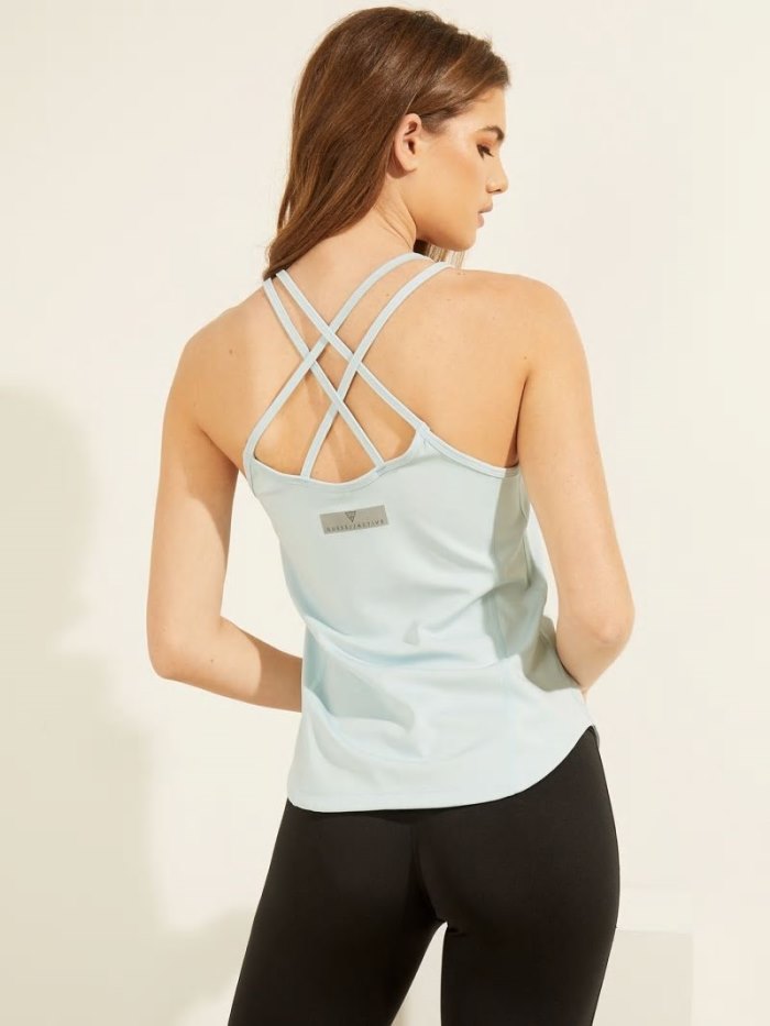 Guess Microfiber Tank Top Kadın Atlet Açık Mavi | TR-390650