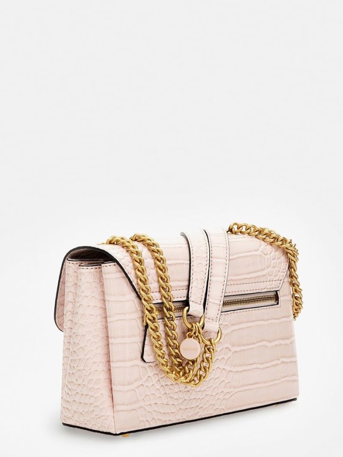 Guess Montreal Croc Print Mini Kadın Çapraz Askılı Çanta Pembe | TR-218723