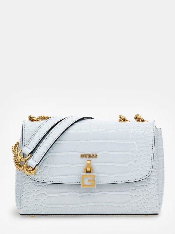 Guess Montreal Croc Print Mini Kadın Çapraz Askılı Çanta Beyaz | TR-940865