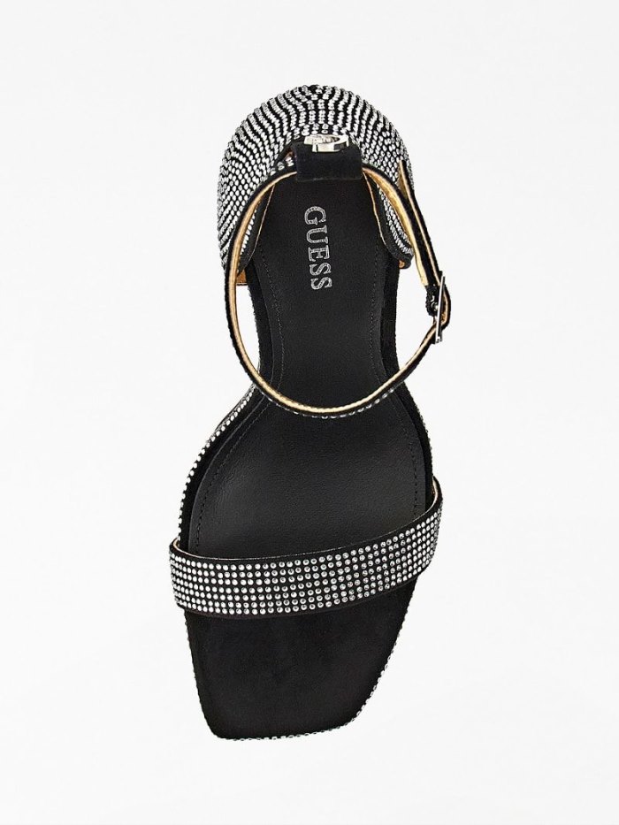 Guess Morra Rhinestone Kadın Sandalet Siyah | TR-187607