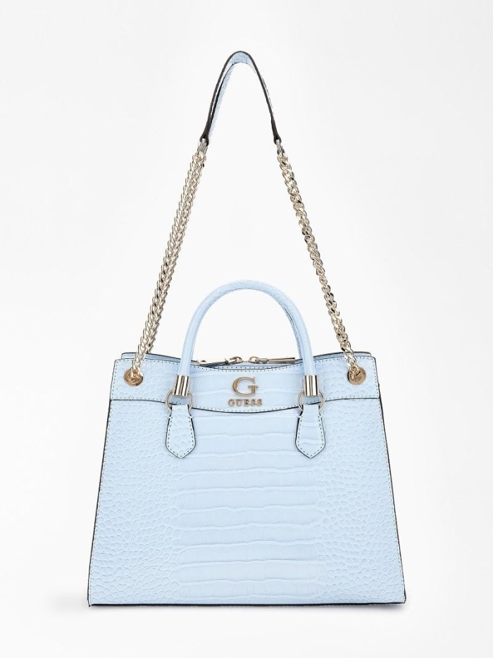 Guess Nell Croc-print Kadın El Çantası Açık Mavi | TR-452918